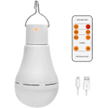 Miniatyrbilde 1 av 6: USB-oppladbare LED-lyspærer, Afoskce bærbar campinglys med fjernkontroll, 5 lysmoduser, med krok, 1500mAh smarte lyspærer for nødstilfeller White7W1Pack