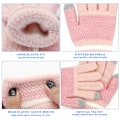 Miniatyrbilde 3 av 5: Barnehansker, Strikkhansker til Vinter, Elastiske Barnevotter, Fullfingerhansker for Barn, Myke Varme Barnestrikkhansker for Gutter og Jenter Pink