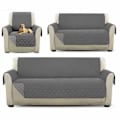 Miniatyrbillede 2 af 3: Sofabetræk, Slipcovers, Vendelig Møbelbeskytter, Vandafvisende, Sofabeskyttelse med Elastiske Stropper, Dyrebetræk (Enkelt sæde, Grå)  (HY)