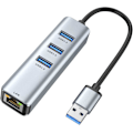 Miniatyrbilde 1 av 8: USB til Ethernet-adapter, 4 i 1 aluminium USB Ethernet-adapter med RJ45 10/100/1000 Mbps Gigabit nettverks-LAN-port, 3 USB 3.0-porter, for MacBook Pro, Gray
