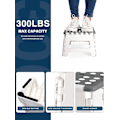 Miniatyrbilde 2 av 7: Foldbar trinnkrakk Lett plast trinnkrakk, 9 tommer sammenleggbar trinnkrakk for barn og voksne, sklisikre sammenleggbare krakker for bad soverom, Plast Black 1 Pack, Gray & White