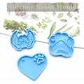 Miniatyrbilde 2 av 7: 3 stk. Silikonformer for Resin Blå Pet Paw Form Silikonform Hjerte Potetrykk Nøkkelring Silikon Resin Former for DIY Nøkkelringer Halskjede Anheng