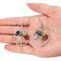 Miniatyrbillede 5 af 7: Kvinde Sølv Livets Træ Dråbe Øreringe 7 Chakra Matural Tumbled Ædelsten Wire Wrapped Krystal Dangle Dangly Øreringe til Piger Damer Bohemian J
