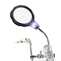Miniatyrbillede 2 af 5: Loddeforstørrelsesglas med LED-lampe, hjælpende hænder med clips, forstørrelsesglas, loddeholder med alligatorclips til montering, reparation, håndværk