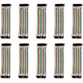 Pikkukuva 1 / 5: 40p värillinen Dupont-johto 2,54 mm:n leipälaudankaapeli, sovitussarja, uros-naaras-liitäntäkaapeli tietokoneen elektroniikkaan, 10 kappaleen sarja