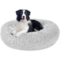 Miniatyrbillede 1 af 6: Rolig hundekat donut seng - 27,5 tommer fluffy plys hund hvalp killinger kæle seng rund seng, varm og blød kæledyr hyggelig anti-angst senge med skridsikker bund og Light Grey 70.00 x 70.00 x 20.00 cm (L x W x H)