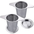 Miniatyrbillede 1 af 5: 2 stk. te-filter med fine huller i rustfrit stål te-si med to flige og låg til krus kop tekande