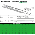 Miniatyrbild 3 av 4: 16\" Tryck-för-att-öppna Precision Noiseless Full-extension Lådskena Set 2-par (4 st)