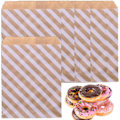 Miniatyrbilde 1 av 5: Stripes - 100 brune bunnpapirposer, godteriposer, DIY-kraftposer, kraftposer, gaveposer i papir til kjeks, brød, smørbrød, gaver