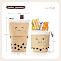 Miniatyrbillede 3 af 5: Brun-lærer Student Retractable Pencil Case Pencil Case Pencil Case til børn og piger Kawaii Polka Dot Skoleartikler (1 stk)