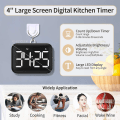 Miniatyrbillede 2 af 5: Digital køkkenur 4 tommer stort LED-display magnetisk timer med justerbar lysstyrke og lyd stopur timer (hy)
