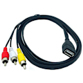 Miniatyrbillede 2 af 5: 1,5 m USB A hun til 3 RCA Phono AV kabelledning PC TV Aux lyd-videoadapter