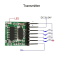 Miniatyrbillede 4 af 5: Trådløs Rx480e-4wqb 433mhz Rf-modul Sender og Modtager 3 Sæt 4 Kanal Output Link Kit Til