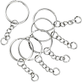 Miniatyrbillede 2 af 5: 100 stk. nøglering nøglekæde sølv split nøgleringe i metal med åbne springringe og ledkæde til håndværk Diy smykker nøglering fremstilling 25 mm diameter