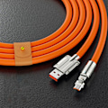 Miniatyrbilde 2 av 5: Hurtiglading Kabel Usb Til C Ledning 180 Graders Roterende Rettvinklet Hode For Hurtiglading Av Mobiltelefon 1,5m Android Liten Munn Oransje
