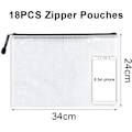 Miniatyrbillede 2 af 7: A4 Plast Zip-mapper - 18 stk. lynlås-filposer Mesh Zip Lock Dokumentpungholder Rejseopbevaringspose til kontorartikler og rejsetilbehør Black  18 PCS A4