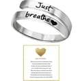 Just Breathe-ring for kvinner, justerbar hjertering, spiralvridd helbredende ring i rustfritt stål, inspirerende hjertegave