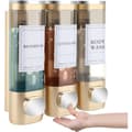 Vægmonteret sæbedispenser - 3-rums brusedispenser 300 ml x3 til shampoo og sæbe guld Gold