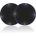 Miniatyrbild 1 av 6: 2-pack universella halkfria bilhållare för mugghållare, bilhållare för mugghållare, bling kristall strass bilinredning tillbehör, svart - Blackblue