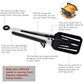 Miniatyrbilde 3 av 7: Kjøkkentenger med hvileanordning, 9 tommers silikonspatel, rustfritt stål non-stick grunnleggende matlagingstenger, egnet for baking, steking, servering Black2pcs(26cm)