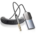 Miniatyrbillede 1 af 5: Bluetooth Aux-adapter, Bluetooth trådløs modtager, indbygget mikrofon Aux-in til håndfri opkald, Plug & Play, automatisk tænding til bilhøjttaler