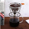 Miniatyrbild 5 av 5: Rostfritt stål återanvändbar häll över kaffedrippfilter espressodripper nätkon kaffedripper med stativ (1 st, silver)