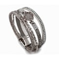 Miniatyrbild 2 av 5: Leopard Armband för Kvinnor, Boho Läder Wrap Multi-Layer Pärla Kristall Armband Smycken B20Grey Stone(Short) A7Feather