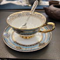 Miniatyrbillede 7 af 8: ® YBK Tech Euro Style Bone China Kop & Underkop Sæt, Keramisk Te Kaffe Kop til Hjem Køkken Bryllup (Royal Mønster - Himmelblå) Royal Pattern Sky Blue