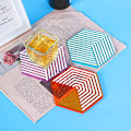 Miniatyrbillede 4 af 8: 3-pak geometriske striber form underlag harpiks forme sekskant silikone forme epoxyharpiks støbning krystal agat bakke harpiks forme kopmåtte til DIY håndværk Ho