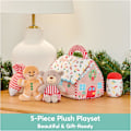 Pikkukuva 8 / 8: Baby Play Soft Collection, Minun Ensimmäinen Piparkakkutalo 5-osainen Leikkiseti Ratinan, Piipon ja Rypistyspehmolelujen kanssa, Aistipeli Vauvoille, 7.5u2 Gingerbread House