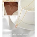 Miniatyrbild 3 av 8: Diamanthalsband för kvinnor 14K guldpläterat smaragd födelsedagshalsband för kvinnor mödrar delikat guld halsband blågrön kubisk zirkoniahänge 10. October(Tourmaline)