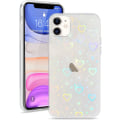 Miniatyrbild 1 av 6: för iPhone 11 Fodral Kristallklart Sött Holografiskt Hjärtmönster för Kvinnor Flickor Transparent Fashion Glitter Silikon Bumper Stötsäker Skydd