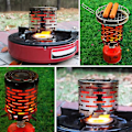 Miniatyrbilde 5 av 5: Camping Mini Heater, Bærbar Rustfritt Stål Teltvarmedeksel Med Håndtak Og Oppbevaringspose Camping Varmt Utstyr Varmer For Små Kaldt Vær Telt