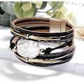 Miniatyrbild 5 av 5: Leopard Armband för Kvinnor, Boho Läder Wrap Multi-Layer Pärla Kristall Armband Smycken A5Black Leather(Pearl) A7Feather