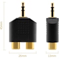Pikkukuva 4 / 7: 3,5 mm - RCA -jakosovitin, kullattu 3,5 mm uros stereo - 2 RCA naarasliitäntään Y-liitin, äänenmuunnin (2 kpl)