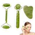 Miniatyrbillede 1 af 5: Jade Roller & Gua Sha, Ansigts skønhedsrulle Hudplejeværktøjer, Massageapparat til ansigt, øjne, nakke, kropsmuskelafslapning og lindring af fine linjer og rynker