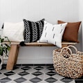 Miniatyrbilde 1 av 4: Putetrekk - Sett med 4 dekorative putetrekk i bondehus-stil for stue - Putetrekk 18x18 for sofa seng