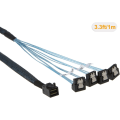 Miniatyrbilde 2 av 4: Intern Mini SAS (SFF-8643 vert) - 4x SATA (mål) vinklet kabel, SFF-8643 for kontroller, 4 SATA-tilkobling til harddisk