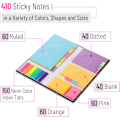 Miniatyrbillede 2 af 8: Bibel Sticky Notes Sæt, 410 Pakke, Skole, Kontorartikler, Planlægger Sticky Note Dividers Tabs, Bognoter Vibrant 1 Set