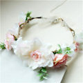 Miniatyrbilde 2 av 6: Blomsterkrans Blomsterkrone Blomsterkrans Hovedbånd Hårkrans Blomster Hovedplagg Boho med Sløyfe Bryllupsfest Rosa A 1 count (Pack of 1)