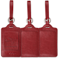 Miniatyrbild 8 av 8: 3-pack bagageetiketter, PU-läder bagageetiketter för resväskor, bagageetiketter med namnskylt, iögonfallande, hållbara, resetillbehör, Wine Red 2.7 x 4.2 inch/6.8 x 10.7 cm