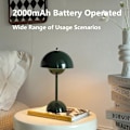 Miniatyrbillede 4 af 6: Moderne Blomsterpot Ledningsfri Bordlampe, Ledningsfri Mid Century Lampe, Sød Batteri Svampe Bordlampe, Lille Lampe til Natbord, Dæmpbar Touch Soveværelse La Green