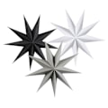 Miniatyrbillede 1 af 6: 12 tommer 19D 9-spidset stjerne papir lanterne vægophæng til bryllup fødselsdag babyværelse dekorationer festartikler White/Black/Gray