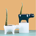 Miniatyrbilde 1 av 5: Sukkulente planter i 2 farger Keramikk katt, dekorative keramiske blomsterpotte med drenering