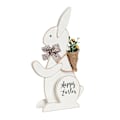 Miniatyrbillede 1 af 4: Glad Påske Ornament Træ Kanin Med Blomst På Ryggen Til Kreative Håndværk Til Hjem Soveværelse Stue Spisebord Dec