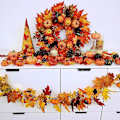 Miniatyrbillede 3 af 5: Kunstig Ahornblad Bær Solsikke Græskar Efterår Dekoration Girlande Hængende Dekoration Efterår Fest Bryllup Thanksgiving Hjem Indretning(1stk, Multicolo