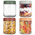 Miniatyrbilde 1 av 6: 4-pakning 16 OZ overnatthavregryteglass, glasskrukker med lokk til overnatthavre, salat, frukt, yoghurt, syltetøy, beholder gjenbrukbare masonkrukker med tetningslokk