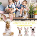 Miniatyrbillede 2 af 5: Meditationskattestatue Samleobjekter Miniature Hjemmeindretning
