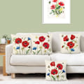 Miniatyrbild 3 av 5: 45 x 45 cm Vallmo Blomm Dekorativ Kuddfodral Polyester Linne Kuddfodral för Soffa Soffa Sovrum Inomhus Utomhus Dekor Set om 4