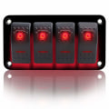 Miniatyrbild 1 av 5: 4-vägs vippströmbrytare PÅ-AV IP65 Vattentät 12V 24V LED Gungströmbrytare Panel för Båt RV Bilfordon (Röd) red
